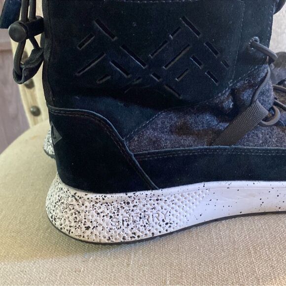 Sperry Women’s Seas Submariner Boots Wool Leather Black White Size 8 - Picture 5 of 11